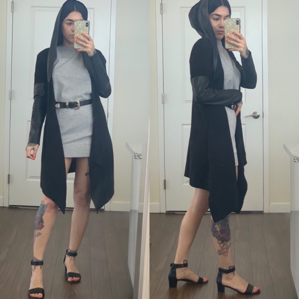 NYC Vegan Leather Asymmetrical Cardigan